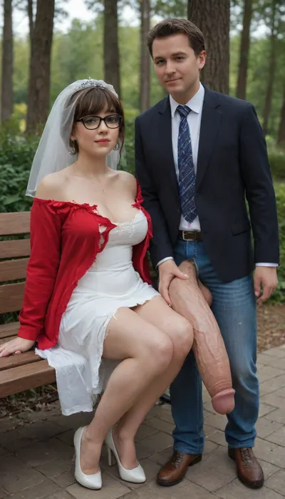 masterpiece, award winning photo, high detail, realistic, best quality, in this photo we see 3 people, 2woman and 1man, sitting on a bench in a park. 1woman is tiny Velma, brunette, big tits, very torn school uniform, very short skirt. 2woman is a bride, blonde, huge tits, very torn wedding dress. 1man is casual dressed, open jeans, huge cock out, massive cock, gigantic cock, (massive cock:1.3), .
Man is sitting between tiny Velma and Elsa. tiny Velma has her hand on cock, cum on hand, cum on legs, cum on clothes, lots of cum, cum on breasts, extreme cum play, cum on thigh, cum on hair, cum on face, cum dump, excessive cum, huge creampie.
Elsa is hugging man. full body view, man is full in frame, <lora:tornclothesv6-8:.8>