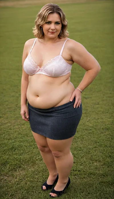 Office dress code. Topless. masterpiece, best quality, A fat, obese overweight mature 55 years old blonde woman standing In the Tall grass. Her huge, round ass is visible from the Tall grass. Full body photoshoot, [brown/black/white], off1c3l4dyfl, woman, in, pink, shirt, and, black, skirt, is, sitting, standing, a, colorful, bra, showing, Florian, <lora:off1c3l4dyfl:.8>, <lora:Florian:.8>