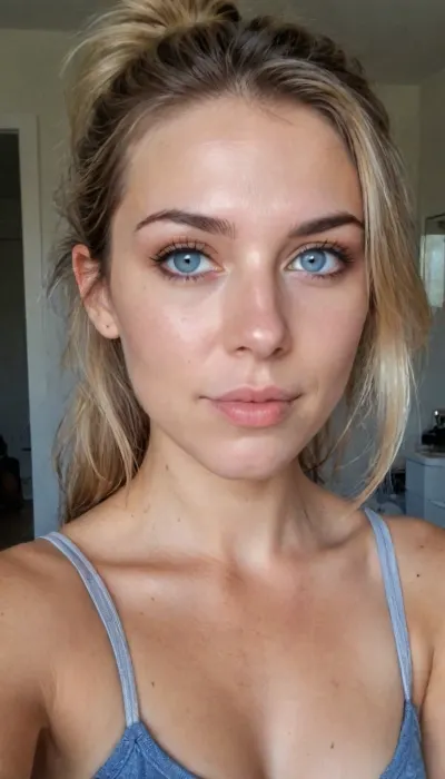 ((ultimate quality:1)), score 9, score 8, iphone bathroom mirror selfie, showing me her new sheer dark pantyhose tights, tack sharp, UHD, Uncomfortable, shy pose, vulnerable, please stop, mobile selfie, full mirror selfie, bathroom mirror selfie, nice smile, side smile, smouldering look, Picture taken at unique angles, sexy selfie, funny selfie, silly face, Instagram selfie, Facebook selfie.

About her, She is 39 years old female mom, wife, her height is 175cm., ((smokey blonde thick hair in a messy ponytail)), .
long round oval face, blue eyes, ., (small bust), size b breasts, sagging tits, perky little breasts, Sun Tanned skin.
Hair up in a ponytail., very, dark, focused, flash, photo, 90s, style, 80s, Analogic, 1990s, <lora:sdxl_darkflash_v6-000060:.2>, <lora:Portraits_and_beuty (1):2>