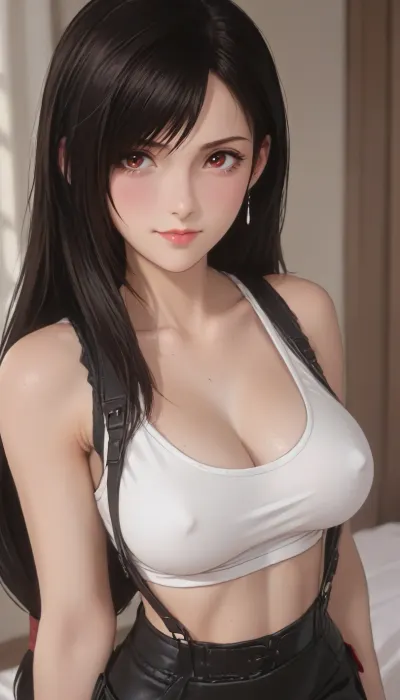 score_9, score_8_up, score_7_up, score_6_up, smirk, horny expression, (Tifa Lockhart from Final Fantasy:1.4), (white tank top, and mini-skirt), big cleavage, big tits, style anime, inspired illustration, ratatatat74, <lora:ratatatat74-000050:.6>, <lora:outline_xl_kohaku_delta_spv5x:1.4>, <lora:cartoon_stickers_xl_v1:.5>, <lora:NEOTOKIOXL_0.2_RC:.4>, <lora:AshMilkshake_Illustrious_v1:1.5>