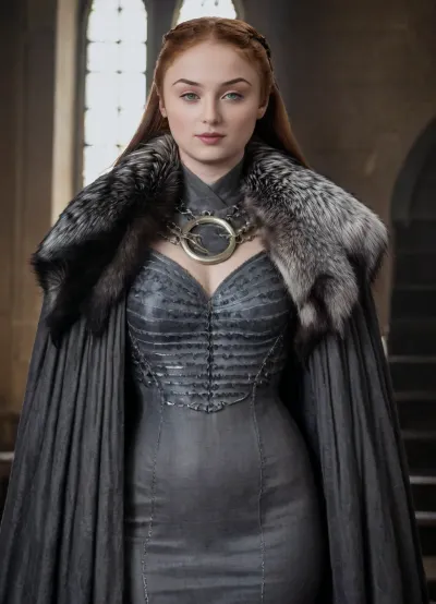 ((Beautiful Sansa Stark from game of thrones:1.4)), big sexy breasts, in a poor black cape with a hood thrown over a rich dress, (no panties:1.2), the hem of her dress is pulled up, sexy cleavage, lace filigree of bright, (the dress is raised, showing black stockings and blonde extremely hairy pussy:1.3), rich color. Super clear, highly detailed watercolor, glaze technique, plus colored alcohol ink, style of V. Vasnetsov, long braided blonde hair, sexy black long gloves, In her hand is a large Valerian steel sword, A wolfskin is draped over her shoulders, ((a large wolf stands at near her)), she stands there confidently, looks seductive, next to her stands a big snow-white wolf from games of thrones, show whole body in the picture, castle, (Realism:1.8), (Beautiful big breasts:1.2), open hairy pussy, (hairy pussy:1.3), sns, woman, she, has, red, long, hair, braded, wearing, crw, outfit, black, armor, dark, tunic, queen, of, the, north, gown, battle, Young_woman, extremely waist, perfect skin, extremely high detailed, thick bimbo lips, pink lips, blonde, blue eyes, perfect face, nude, ((her personality and behavior is feminine, flirtatious, beguiling, and slutty:1.2)), wolf, (((she is posing in a sexually explicit way, she desperately wants the viewer to fuck her:1.2))), NSFW, Hardcore, XXX, (uncensored. Perfect small curved ass), skirt lift, <lora:add-detail-xl:.9>, <lora:sansa stark SDXL - sns woman:1.3>, <lora:708827_training_data:1>
