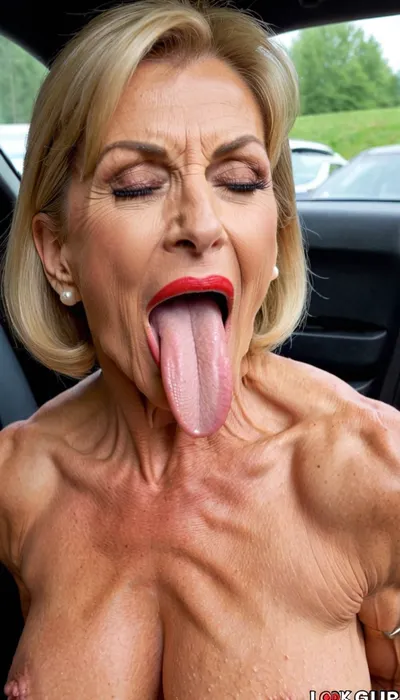 streches out her extra long tongue, (big fleshy tongue), close up her pussy, closed her eyes, squatting, naked, close up her face, close up vagina, enjoy with smiling her orgasm, bulging red lips, fake silicon big mouth, extreme big lips and mouth, blonde hair granny, very old gilf, hard muscle stiration, skinny hard muscle body, very broad big mouth, black ponytail hairstyle, hair, marina beaulieu milf, extremely muscular gilf, with wide muscular shoulders, abs, high muscle definition, very thin fat free skin, massive bodybuilding milf, bulging lips, granny want sex, wide mouth, round big boobs, happy sinful gilf, squatting in a car, blonde hair, very short pixie black buzzcut hair, close up mouth, muscle_bimbo, old dominatrix lady, lora, Muscle_Bimbo_SDXL, make up, pearl jewellery, wearing a white blouse dress, <lora:piss_in_mouth_deepmind:.8>