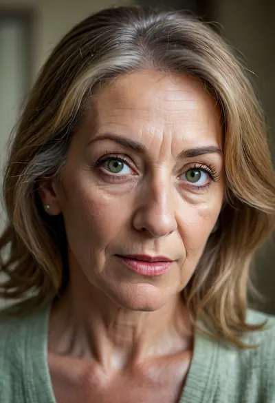 Photo of a pretty woman with beautiful eyes, ((Nikon Z8)), realistic matte skin, wrinkles, skin texture visible, (sharp focus), (high quality), (face visible), ((Detailed Face and Eyes)), ((Armenian woman)), ((full-frame photo)), lustful eyes, (long light brown hair), (highly detailed hair), (realistic), soft focus, analog look, insanely detailed, highest quality, green eyes, looking at viewer, (mouth open), (realistic:1.3), (shadows:.9), film camera, analog, photo, film grain, realistic face, perfect face, Photo of a 65 year old mature woman, <lora:chest_adjust:.7>, <lora:add-detail-xl:.8>, <lora:DetailedEyes_V3:.5>