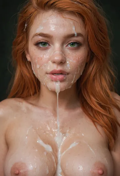 29 year old woman, (orgasm face), close shot of bukkake on face and breasts, cumshot, facial portrait picture of her face and breasts, perky breasts, large puffy areola, realistic skin with pores and light freckles, with natural minimal makeup, dark green eyes, excessive loads of long Cumshots on her face, cum on her long eyelashes, Cum on her eyelids, Cum on her cheeks, her face dripping with Cum, Cum on her lips. cum on hair, cum dripping from closed mouth, (ginger tinkerbell), woman, cum on face, bukkake, cum, <lora:JustCum:2>, <lora:add-detail-xl:2>, <lora:MS_Real_XL_Bukkake:2>