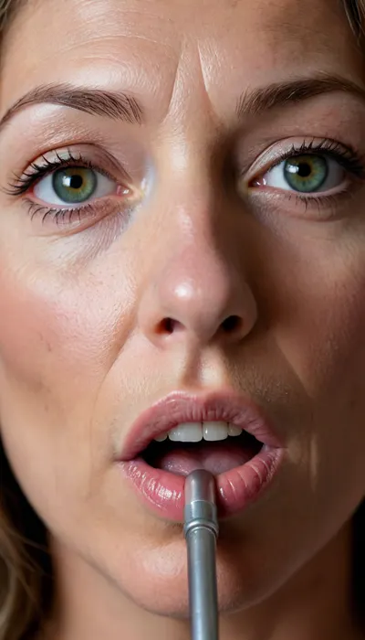 Photo of a pretty woman with beautiful eyes, ((Nikon Z8)), realistic matte skin, wrinkles, skin texture visible, (sharp focus), (high quality), (face visible), ((Detailed Face and Eyes)), ((Norwegian Scandinavian woman)), ((full-frame photo)), lustful eyes, (long brown hair with silver streaks), (highly detailed hair), (realistic), soft focus, analog look, insanely detailed, highest quality, green eyes, looking at viewer, (realistic:1.3), (shadows:.9), film camera, analog, photo, film grain, realistic face, perfect face, Photo of a 65 year old mature woman licking a penis, <lora:chest_adjust:.7>, <lora:add-detail-xl:.8>, <lora:DetailedEyes_V3:.5>