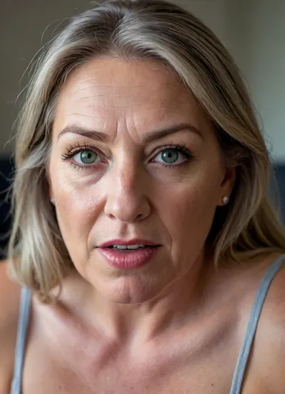Photo of a pretty woman with beautiful eyes, ((Nikon Z8)), realistic matte skin, wrinkles, skin texture visible, cleavage, saggy, (sharp focus), (high quality), (face visible), ((Detailed Face and Eyes)), ((Norwegian Scandinavian woman)), ((full-frame photo)), lustful eyes, (long brown hair with silver streaks), (highly detailed hair), (realistic), soft focus, analog look, insanely detailed, highest quality, green eyes, looking at viewer, (realistic:1.3), (shadows:.9), film camera, analog, photo, film grain, realistic face, perfect face, Photo of a 65 year old mature woman licking a penis, RAW photo, subject, (fine skin detail:1.1), 8k UHD, soft light, high quality, Fujifilm XT3, dynamic angle, (fat, obese, Fat, with a excited fat face, wrinkles, sagging, small breast), <lora:chest_adjust:.7>, <lora:add-detail-xl:.8>, <lora:DetailedEyes_V3:.5>