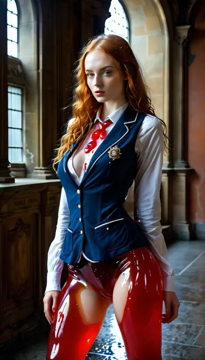 (Erotic photography by Hegre in the style of Met-art:1.5), UHD 8K, cinematic masterpiece, maximum quality, maximum details, natural lighting, dynamic composition, elemental beauty, high resolution, uhd, hdr, vogue photoshoot, NSFW, Slime girl, transparent, wet, goo body, (jelly legs:1.5), pov, (full body view:1.5), (jelly body:1.6), jelly head, (orgasm face:1), (standing seductive on street and begging for cum:1), full body view, slime dildo, (absurdres:1), 1girl, slime monster, (consumed by slime:1.2), gooy, (melting:1), pink slime, dark goo, barely human, (girl trapped in a pink slime_puddle:1), ((CINEMATIC)), masterpiece, best quality, 8k, (school uniform:1.7), gorgeous, hot, ultra horny aheago, big eyes rolling, (nasty aheago:1.2), (seductive:1), (full body view:1.6), ethereal fantasy photography, (sharp focus, masterpiece, perfect eyes), young face, (young adult:1.5), (young:1.5), perfect limbs, anatomically accurate, Super realistic, perfect lighting, (best shadow), UHD, clear image, (best lighting), highest quality, ultra-detailed images, Incredibly beautiful girl, (long ginger hair), cute face, (white skin), ((glossy pale skin:1.2)), ((Curvy)), ((huge hip, thicc thighs)), ((small_breasts)), flat, chested, big waist, (Shapely body), wide hips, perfect skin, perfect face, seductive pose, (her face and expression showing a mix of submission and ecstasy and exhaustion), big round athletic ass, ((half open eyes)), (lustful face), luscious sensual lips, natural beauty, eternal beauty, (full body view), (masterpiece), (ultra-detailed), cinematic, low-key lighting, high contrast shadows, chiaroscuro, cinematic effect, (perfect hands), piercing, ultra details, grim, drkms, Minimalistic dark chiaroscuro lighting and creates a dramatic effect, (dark background), (chiaroscuro lighting:.5), ​Moody, mysterious, magical, vintage photography, incase, style, Jed-Jly, <lora:MJ52:.7>, <lora:DarkGrimFantasyXL-000004:1>, <lora:LCMTurboMix_Euler_A_fix:2>, <lora:287175_training_data:.8>, <lora:JellyStyle-000007:1.4>