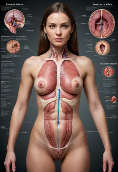 Detailed scientific textbook diagram showing the internal anatomy of an adult coquettish women. Labels refer to "function", "purpose", "storage system". Includes serious scientific footnotes and cross-sectional views of unexpectedly complex biological systems. #©KITTYART

























#©KITTYART