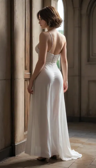 sticking my ass out of the wall, rear view, full body view