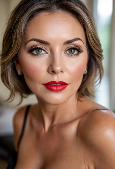(mature:1.5), 60 years old english ava koxxx, chavette, naked, tanned skin, straight silky brunette hair with highlights parted in the middle, voluptous, (chubby mature face), glamour, cinematic, hyperrealistic, 5k, best quality, (8k, RAW Photo, Highest Quality), (Epic Realism), Hyper Realistic, (Detailed Eyes), (Superior Quality), Intricate Detail, Cinematic, plump lips, contouring makeup, smokey eyes, fake lashes, red lipstick, Detailed, (film grain length, 135mm, f/2.8, DoF, bokeh, focus on face, ultra-detailed skin, wrinkles, perfect bright eyes, skin pores, prominent limbal ring, high-contrast eyes, finely detailed features), epiCNegative, suntanned skin, StokeRealV1, laurenceferrari, photo, in, phst, artstyle, fluxenh4nce, BadX, <lora:SDXL1.0_Essenz-series-by-AI_Characters_Style_BetterPhotography-v1.2-'Skynet':.8>, <lora:Midjourney Image Enhancer XL v1:1>, <lora:cfg_scale_boost:1>, <lora:FLUXEnh4nce:.8>, <lora:attractive_notrigger:.8>