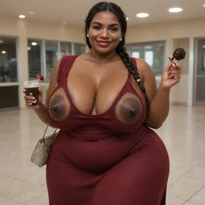 dark brown indian girl. skin color of dark coffee. skin color of dark chocolate. curvy. big tits. wearing cocktail dress. tits popping out of dress. holding her purse. smirking, chubby face. chubby checks. long braided hair. red lip stick, <lora:399695_training_data:.8>, aliyaloraxl2, <lora:AliyaLoraXL2:.8>, Mayra, <lora:Mayra-10:.8>