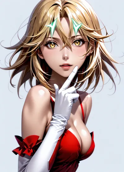 score_9_up, score_8_up, score_7_up, 1girl blonde_hair breasts cleavage elbow_gloves finger_to_mouth gloves hair_between_eyes large_breasts long_hair looking_at_viewer, (nude, naked), (one_eye_closed), parted_lips, (shushing), solo sparkling_eyes upper_body white_gloves yellow_eyes, (toaru_kagaku_no_mental_out toaru_kagaku_no_railgun toaru_majutsu_no_index, (((shokuhou_misaki)))), lineart, yamer, style, (<lora:xl_yamer_style-3.0:1.4>)