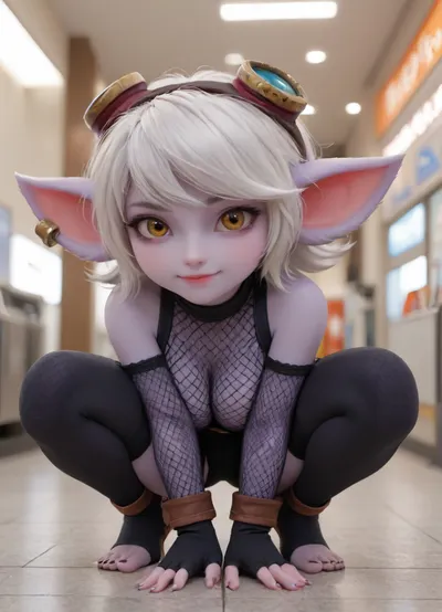 score_9, score_8_up, score_7_up, score_6_up, (detailed face, best quality, masterpiece), (((Tristana /), (league of legends /))), (solo), armor, (((squatting))), ass, (bent over), small round ass, black thighhighs, breasts, colored skin, naked, detached sleeves, fingerless gloves, (fishnet fabric), from behind, full body, gloves, goggles, goggles on head, knee pits, looking at viewer, medium hair, planted, pointy ears, (purple skin), short hair, short shorts, shorts, big breasts, smile, solo, thin thighs, thighhighs, reverse cowgirl, pov, fishnet, thighs, (tiptoes, toeless legwear), white hair, dmall hips, yellow eyes, short stature, (shortstack), (((yordle /))), big eyes, anime style, (((close up))), head tilt, ac_neg1, unaestheticXL_cbp62, pastel, goth, (), rvcg, girl, boy, penis, <lora:rvcg:.8>