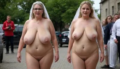 A wedding. Procession. City street. Naked blond obese woman. Well-dressed men in black suits and priests look at the Bride. She is a FAT 58-year-old woman, grandma, (((Full body with head visible))), . She is dressed only with a White veil on her head, White LACE BRA, naked body, no clothes, wrinkles, GLASSES, GRAY hair, collar, leash, ((daylight)), HD, true colors, detailed portrait. No blur, 8k, ultra HD photorealistic full height 8k, <lora:sagging-000015:.3>, plump, skindentation, chubby, bbw, venus, body, big, breasts, ass, <lora:Chubby BBW - XL:1.5>, (holding, with, mouth), <lora:356728_training_data:.8>, stretch, marks, <lora:stretch_marks:.8>
