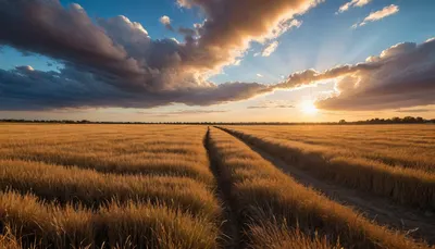 golden hour, blue sky, clouds, scenery, in a Earthcore Reaper's Soul Plains, <lora:EnvyBetterHiresFixXL01:1>