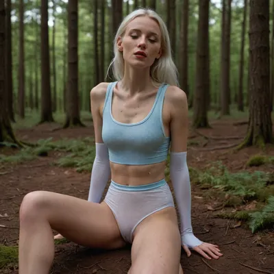 A 6ft tall very skinny 30s woman with long straight white hair, She has long thin legs, She has small breasts cup A, she has a flat belly and thigh gap, (She is is lying flat on the forest floor with her legs wide apart), her knees pulled up and her hands holding her thighs, (She is wearing a skintight white running shirt with red polkadots), ((She is wearing lightblue cycling bibs)), She is half irish half lithuanian with a pretty freckled face, Her eyes are closed, her mouth is wide open, (cum flowing from her mouth and lips and pussy and belly and thighs), .
Natural light, POV from someone standing 6 feet away looking down, woman, <lora:JustCum:.8>