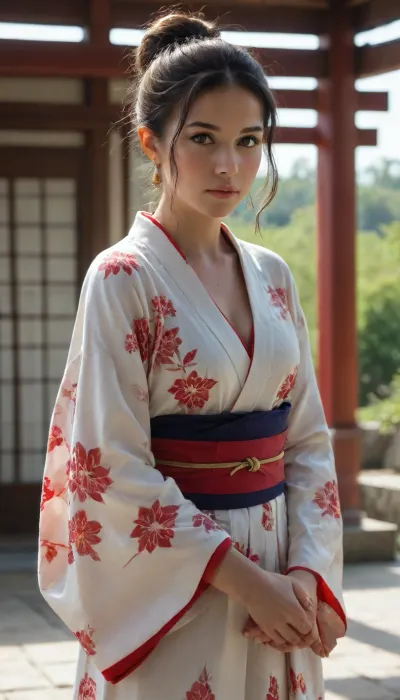 (masterpiece, best quality, amazing quality, 8k, high quality, detailed art, perfect composition), (shiny, shiny skin), masterpiece, best quality, ultra-detailed, highres, cinematic lighting, soft lighting, (EyesHD:1.2), cinematic, epic, lam-style, anime style. vibrant colors, multicolored, beautiful, gorgeous, fairy tale, 1girl, solo, anime girl, geisha, shrine maiden, kimono with pattern