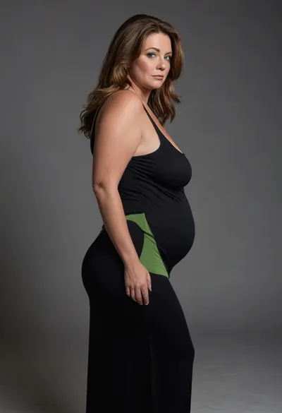 45° sideview, Full body shot, 50 year old woman, looking at viewer, eye contact, green eyes, black thin maxidress, obese, chubby, wide hips, curvy, small floppy breasts, sagging breasts, deflated breasts, tan lines, long hair, light brunette hair with highlights, upturned nose, SaggySlimXL, bottomheavy, big, ass, huge, gigantic, thick, thighs, massive, <lora:updated_saggy_slim:.5>, <lora:clothed_small:.5>, <lora:bottomheavy_v1_sdxl_tags:.8>