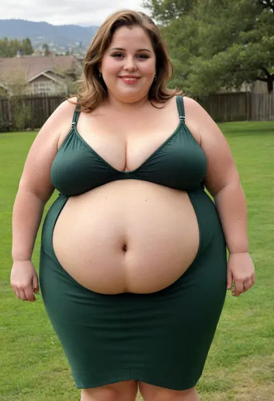 45° side view, Full body shot, Sunny summer day, bright sunny day, (obese:1.3), The fat ssbbw mature milf 60 is walking on the lawn, green lawn, stark naked body, chubby milf, braless, hard nipples, tight, black transparent sleeveless black maxidress, medium very saggy tits, plump waist, plump pubis, light brunette hair with highlights, bobcut hair, big eyes, happy smile, nip slip, (high quality:2)