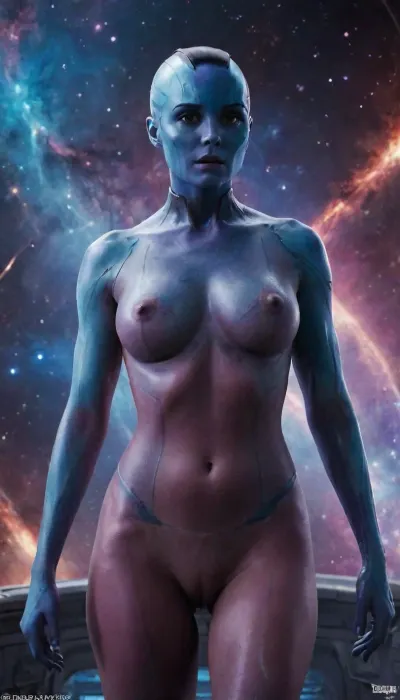 Nude nebula from guardiens of galaxy, natural boobs, standing im starship, Nebula1024, <lora:Nebula1024:.8>
