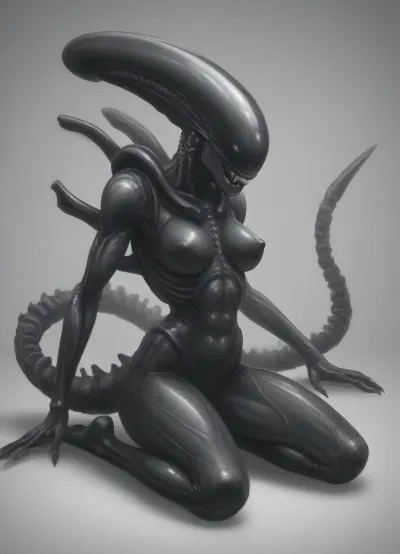 solo, (((female xenomorph black body, xenomorph black legs, xenomorph black feet, xenomorph black head, xenomorph black face, xenomorph black claws, xenomorph black fangs))), wearing tight fitting red dancer outfit solo, (((female xenomorph black body, xenomorph black legs, xenomorph black feet, xenomorph black head, xenomorph black face, xenomorph black claws, xenomorph black fangs))), wearing tight fitting red dancer outfit