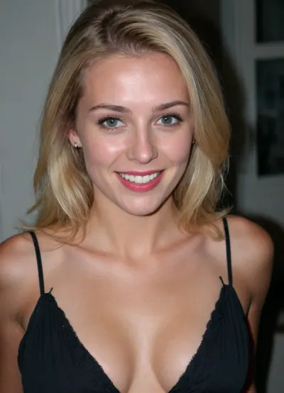 (((accidentally taken photo:2))), (((accidentally pose:2))), (((candid photo))), (((amateur photo))), Amature candid photo, ultimate realism, young woman with long, straight blonde hair and fair skin, smile playfully. She wears a black, low-cut tank top revealing ample cleavage and a silver necklace with small charms. The background shows a room with a white door, a dark bookshelf filled with books, and a white-paneled wall. The camera angle is at eye level, capturing her from the chest up., (((Naked))), (((full body))), (nighttime), (no ambient light), (single harsh flash from the camera), (overexposed flash highlights on subject), (sharp shadows behind and around her), (noise in all darker areas), (wet surfaces reflecting small highlights), (flat lighting due to direct flash), (cool white balance:1.3), (cyan-tinted shadows from digital camera sensor), (fluorescent-like artificial lighting tint), (background remains visible due to flash, but lacks blur or depth separation), (realistic dark environment with high flash contrast), (full body), (scene "Myspace"), (2000s), (90s digital aesthetic), (flat chested), (low quality photo), (old camera), (flash photo), (gritty), (realistic environment), (analogic style), (film grain), (low contrast), (unfiltered), (jpeg artifacts), (unedited), (cellphone photography), (no ambient lighting), (lights off), (Polaroid flash camera), (cool indoor lighting), (direct flash photography), (overexposed flash), (strong shadows), (sharp shadows), (low contrast:2), (noise in dark areas), (shiny reflections on surfaces), (sharp background), (background in focus), (no background blur), (clear background details), (fluorescent lighting tint), (cyan-tinted shadows), (artificial lighting with cyan hue), (Scene-Queen), (optional), (Myspace), (picture), (bad quality), (old digital camera), (raw), (light leak), (low res), (low quality), (90s style), (80s), (analogic), (1990s)