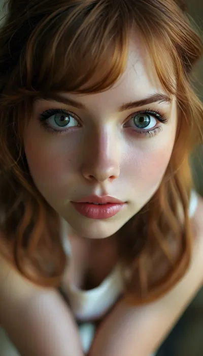 ((the whole girl visible in the frame)), ultra realistic smart incredibly beautiful seductive face, escort woman, super model, 18 years old, (very slim), narrow waist, looks directly at the viewer, swing golf pose, (nyde tits, long legs, perfect legs, long knee socks, sensual Seductive, big eyes, beautiful eyes:1.2), long ginger hair, (seduce, sexy, wants to fuck:1.1), (white skin. smile:1.1), HDR photo, best quality, ultra-detailed, masterpiece, finely detail, highres, photorealistic, perfect illumination, best shadow, best shot, ((engaging view)), full scene picture, soft lighting, bhands, perfect fingers, little hands, (5/6th body:1.5), the woman is looking with amazement at viewer, (looking up), detailxl, perfecteyes, <lora:MJ52:.5>, <lora:lora-sdxl-perfect-eyes:.5>, <lora:style_lora_realis:.7>