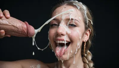 close up of a huge 15 inch white dick, masturbating, (ejaculation:1.7), cumshot into the wide open mouth of a mature curvy woman with blonde hair, long braided ponytail, happy, horny, sadistic grim, smiling, tongue sticking out, excessive cum dripping from tongue, black room, black background, (Cum details), realistic cum, Prominent cum, (white cum:1.7), cum on, (Cum flows:1.2), (cum on body:1.3), cum on head, (cum on face:1.3), bukkake, ((body covered with semen)), cum, face, Face covered in cum, (A lot of cum:1.5), <lora:JustCum:.7>, <lora:cum_in_eye_deepmind:.8> close up of a huge 15 inch white dick, masturbating, (ejaculation:1.7), cumshot into the wide open mouth of a mature curvy woman with blonde hair, long braided ponytail, happy, horny, sadistic grim, smiling, tongue sticking out, excessive cum dripping from tongue, black room, black background, (Cum details), realistic cum, Prominent cum, (white cum:1.7), cum on, (Cum flows:1.2), (cum on body:1.3), cum on head, (cum on face:1.3), bukkake, ((body covered with semen)), cum, face, Face covered in cum, (A lot of cum:1.5), <lora:JustCum:.7>, <lora:cum_in_eye_deepmind:.8>