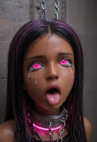 18 year old PETITE EBONY BIMBO CUTIE WITH HUGE ROUND FAKE BREASTS IS MIND CONTROLLED IN A DARK ALLEY, BROWN SKIN BIMBO IS HYPNOTIZED TO BE A CUM SLAVE FOR VIEWER'S hyper gigantic MASSIVE BLACK HORSEcock, SHE'S HYPNOTIZED BY VIEWER TO BE EXTREMELY DESPERATE AND TERRIFIED OF HIS gigantic thick BLACK HORSEcock, UHD 8K, extreme realism, maximum detail, PERFECT WET BROWN SKIN, RANDOM VIEW ANGLE, RANDOM POSE, HYPNOSIS, BDSM, SHOCKED EXPRESSION, (INTENSE SAD CRYING:1.9), BUKKAKE, (MESSY long MULTICOLOR hair, RANDOM HAIR STYLE), YOUNG EBONY HOTTIE BIMBO WITH ENORMOUS SILICONE TITS IS OBSESSED WITH VIEWER'S ENORMOUS BLACK HORSECOCK, she is DISGUSTED WHILE kissing the tip of HIS MASSIVE BLACK HORSEcock and licking the cum, SHE'S DISGUSTED BY HUGE BLACK HORSEcock, SUPER EXCITED eyes GLOWING WITH INTENSE SHOCK, EYES WIDE OPEN IN SHOCK, (BRIGHT GLOWING MINDLESS PINK eyes:2), she is HYPNOTIZED TO WORSHIP VIEWER'S MASSIVE BLACK HORSECOCK, EXTREME BUKKAKE BY HUGE BLACK HORSECOCKS, EXCITED SHOCKED extreme orgasm face, (EXTREME AHEGAO FACE:1.8), lots of thick runny cum on her EBONY BIMBO face and lips and chin and forehead, (tinkerbell99, aged 20), SUPER FIT BLACK BIMBO BODY, WEARING FISHNET CATSUIT, (SHE'S WEARING A SLAVE COLLAR RESTRAINED BY CHAINS:1.3), (VERY BIG ROUND FAKE BIMBO BOOBS), EXTREME HYPER BUKKAKE, perfect composition of lights and shadows, (After massive bukkake cum), dynamic, the brightest image, clear focus, depth of field, 32k, 30 mm lens, 1/250 s, f/2.8, ISO 300, excessive thick runny cum on face, lots of cum on breasts, lots of cum on hair, cum in mouth, close-up, cowboy, shot, high, angle, skinny, body, igbaddie, tongue, out, ahegao, drool, melanin, <lora:JustCum:2>, <lora:cum_in_eye_deepmind:2>, <lora:igbaddie-XL:2>, <lora:ahegao_mr_chrisma:2>, <lora:melanin-XL:2>