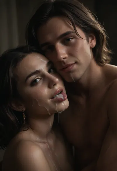 (((man), and woman)), slight smile, loving, woman above man, woman looking at viewer, ((after sex)), ((kissing)), ((cum in mouth)), ((cum on both faces:1.5)), ((cum on mans face:1.6)), ((embrace)), ((licking)), naked, ((cum sharing)), <lora:Men'sFacialV3.8:1.8>, <lora:476613_training_data:1.4>, <lora:dark:.1> (((man), and woman)), slight smile, loving, woman above man, woman looking at viewer, ((after sex)), ((kissing)), ((cum in mouth)), ((cum on both faces:1.5)), ((cum on mans face:1.6)), ((embrace)), ((licking)), naked, ((cum sharing)), <lora:Men'sFacialV3.8:1.8>, <lora:476613_training_data:1.4>, <lora:dark:.1>