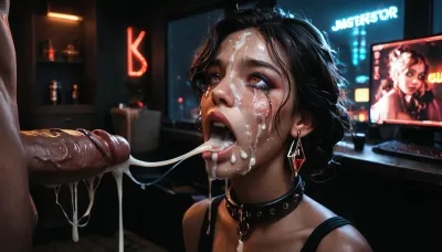 rich color palette, masterpiece, score_9, score_8_up, score_7_up, score_6_up, many guys, night, girl, gorgeous, extremely beautiful face, professional studio, female blushing, extra detailed, high definition, slave collar, huge cum loads, ruined makeup, very small, petite, very small body, (skinny:1.6), messy hair, (crying:1.4), screaming, agony, red ass from spanking, red cheeks from slaps, a young guy with a, (huge dick:1.4), fucks her, anal sex, deep anal sex, ((huge cum load on face:1.8)), shitting, shit on dick, reij-mg, neon, lights, dark, ambient, light, ohwx, woman, <lora:dark:.4>, <lora:reij-moderngothic-000006:.8>, <lora:PetiteNymphet_SDXL_v1.0:.8>