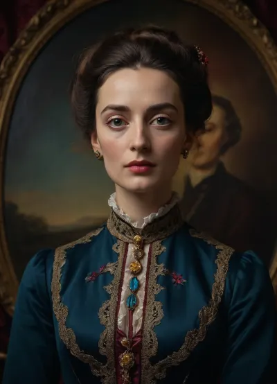 portrait of an English lady of 19th century, Dali style