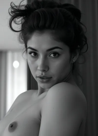 valentino sexy style, 20 years olds woman, black and white picture, high quality, professional work, 8k, back light, <lora:Synesthesia:.8>, warm, cinematic, 3200k, <lora:cinematic warm light style v1:.8>, Midjourney_Whisper, A, hyper-realistic, portrait, of, a, stunning, supermodel, featuring, beautifully, detailed, face, with, captivating, eyes, and, serene, expression, The, image, showcases, her, natural, beauty, focusing, on, flawless, skin, delicate, features, composition, blends, modern, traditional, elements, neo, mode, avant-garde, style, characterized, by, elegant, lines, vibrant, colors, exquisite, details, Her, hair, is, styled, in, an, intricate, unique, fashion, adding, to, ethereal, timeless, aura, lighting, enhances, creating, soft, interplay, light, shadow, while, the, high-resolution, quality, captures, every, detail, photorealistic, clarity, <lora:midjourney_whisper_flux_lora_v01:.8>