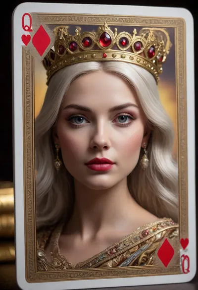 (Playing cards queen:1.5)