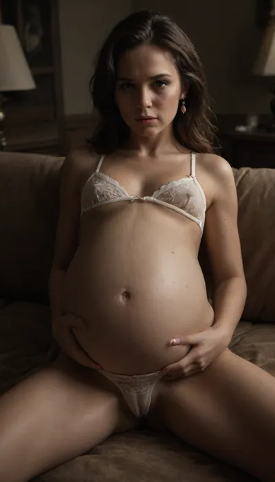 (seen from beside), woman, (milf:1.2), middle straight brown hair, brown eyes, flat chested, is lying on her side on the beige couch, innocent white dentelle panties, tiny white dentelle bra under her clothes, a small lamp diffuses a ray of yellow light on the woman's body which makes the scene more aesthetic and strange, flat, chested, (highly pregnant:2), <lora:dark:.3>, <lora:Ally-000005:2>, <lora:flat_chested_v3.5:1.2> (seen from beside), woman, (milf:1.2), middle straight brown hair, brown eyes, flat chested, is lying on her side on the beige couch, innocent white dentelle panties, tiny white dentelle bra under her clothes, a small lamp diffuses a ray of yellow light on the woman's body which makes the scene more aesthetic and strange, flat, chested, (highly pregnant:2), <lora:dark:.3>, <lora:Ally-000005:2>, <lora:flat_chested_v3.5:1.2>