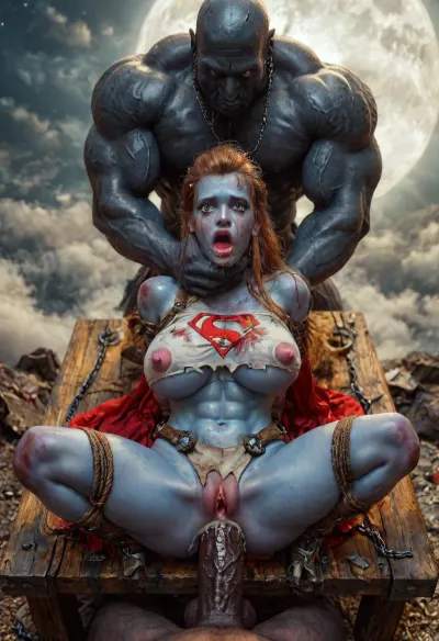 brigitte from Overwatch, missionary, dragon fuck her pussy, sexy leather superman outfit, gigantic breasts, slim hourglass body, (erect nipples:2), full body, masterpiece, best quality 4k HDR high resolution realistic female drow elf barbarian, (dark night blue skin:1.32), tall, angry, busty, curvy, thin waist, big boobs, big butt, slim, athletic, fit, vitiligo, strong, fur pelt armor, dungeons and dragons, purplish blue skin, black and purple hair, Dark, Elf, Warrior, Drow, tattooed, scarred, purple eyes, uberfit, muscular, blue skin, amazon, giant, fur barbarian armor, bloody, blood spatter, bear, bear heart, (in a bloody filed after a battle, white full moon in the sky:1.4), (man is choking her from behind:1.4), ((hogtied, bound with large chains, tied to a torture table:1.3)), cock in mouth, (brutal face fuck), Blowjob, (tears in eyes:1.5), (running makeup), (cum drips from nose:1.3), (cum drips from mouth:1.3), ultra hd, photorealistic, hyper gigantic large black cock in mouth, (((hyper gigantic large black cock in mouth:1.3))), oral cream pie, hair grab, sad, sad crying, tongue out, gasping for air, zavy-brbrn, gangbang, double anal penetration, anal spitroast, groupsex, deepthroat, (4 gigantic African black brute thug, huge trunklike arms, huge head, hyper muscular body, dressed in slave clothes:1.2), defeating a woman in combat, fighting, killing, blood, winning fight, magazine cover, Realism_Quality_2xx_By_Stable_Yogi, score_9, score_8_up, score_7_up, (((very pretty face:1.3))), (((extremely ultra detailed face:1.3))), perfect fingers and hands, upper body view, (extreme size difference:1.6), (ultra realistic), (maximum quality), (high resolution), (extreme detail), (ultra realism), UHD, super high quality, highly detailed, high resolution, perfect lighting, natural lighting, Uber realistic, ultra detailed, 35mm photograph, film, professional, 4k, hdr, photographic, ultra realistic, ultra high details, back light, (dynamic pose), (dynamic angle), (random angle), (random pose), (dynamic view), (random view), best quality, with large muscular black men, gargantuan black cocks, anal sex expansion, ravenous hyper sex, large hyper muscular black men, interracial gangbang, (interracial sex), swollen black veiny cocks, (double anal penetration), hyperrealistic, DETAILED background, 8K, BadX, Stable-Yogis-Makeup-Enhancer-XL, spectacular lighting, (eyes wide open in horror:1.24), (wide mouth spreader:1.5), (pleading expression:1.18), (terrified:1.12), (crying:1.12), (fear and panic:1.18), Movie, Still, Film, Cinematic, Shot, (huge dick), (creamy deep deepthroat:1.12), (extreme oral sex:1.4), (huge massive white dick:1.4), (hands holding hair), (hands tied behind back:1.4), UHD 8K, (full body photograph:1.12), (high view:1.7), zavy-brbrn-sdxl, 2>, photograph, <lora:detailed_notrigger:2>, <lora:CinematicStyle_v1:2>, <lora:MJ52:2>, <lora:zavy-brbrn-sdxl:2>, <lora:LCMTurboMix_Euler_A_fix:2>