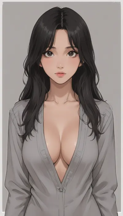((Thick outline:1.4), ((Cartoon Style:1.5)), ((Hentai)), lineart, line, art), (rich color palette:1), Asian milf, Tanned, strong build, (gray knitted long sleeve, no cleavage:1.5), ((giant tits)), (long hair), (bedroom background:1), lineart, line, art, flat, colors, color, <lora:cartoon_stickers_xl_v1:.7>, <lora:outline_xl_kohaku_delta_spv5x:2>, <lora:NEOTOKIOXL_0.2_RC:.8>, <lora:EnvyStylizedXL01:2>, <lora:lineartSDXL:2>
