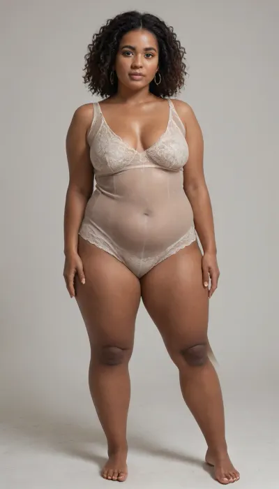 short slim thick, chubby bbw, south african woman, huge thick thigs, standing, legs apart, full front body view
