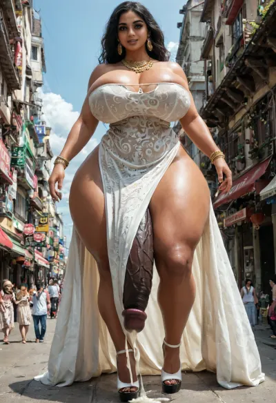 Hot hindu girl in hindi attire, hindi mythology, hindu sculpture, Indian big giant girl who has gigantic body, big gigantic massive body hight, body hight is 300 meters, giatness body size, wearing an Indian dress full of jewelry and ornaments, wearing lengha choli Or salwaar kameej, kurti, bangels, full body cover image, beautiful high heels, Hot futa giant, gigantic size body, giantess, she is a giant, hight is 300 meter, big giant body, she have a massive giant body, gigantic size futa, below shot, gigantic size, giant, Giantess futa way bigger than tiny miniature city, wider range Image shot, giant shemale, giant futa godess, detailed black cock, sexy futa, futanari, big black cock shemale, big black cock, huge massive black cock, big perfect black cock, huge shemale black cock, cum shot, cumblast, hairy, long public hair, long, <lora:xl_more_art-full_v1:.5>, <lora:Venus_Body_Alpha:.5>, <lora:BodyLicious:.5>, <lora:add-detail-xl:.5>, <lora:MJ52_v2.0:.5>