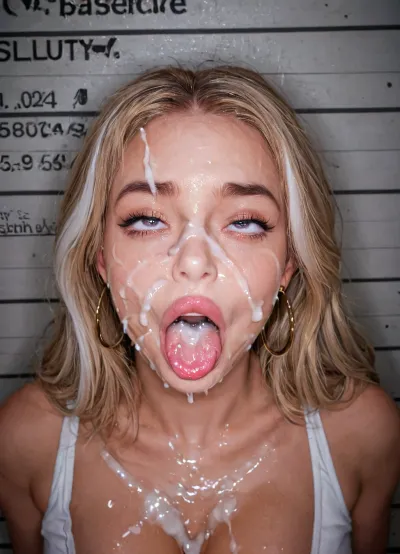 Glamour Harsh: l'ahegao di una troia bionda sciocca in una vista frontale mugshot