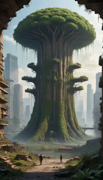A symbiosis of apocalypse and rebirth: a post-apocalyptic metropolis reimagined by nature