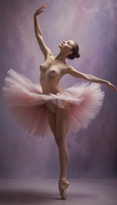 Ethereal dance: a nude ballerina leaps in the twilight - a captivating ai-generated masterpiece