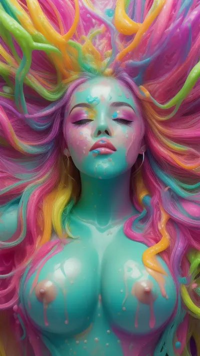 (Psychedelic patterns on body:1), 4, masterpiece, ultra-detailed, realistic, an ocean made of women being fucked in their pussies, an ocean of orgasms, trembling ecstasy, (((creampie))), joy, rapture, celebratory, happy, horny, hungry, excited, tired, exhausted, cum on face, ((blowjob)), Blacklight, bukkake, pick, a, color, goopy, slimes, <lora:Blacklight:.5>, <lora:bukkake_1:.5>, <lora:slimes_realistic-1:.5>, <lora:concept-slimegirls:.5>, psychedelicai, <lora:psychedelicai-SDXL:.5>