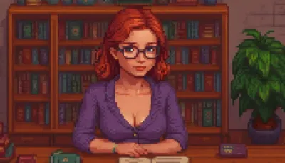 pixelart of a naughty librarian, seductive pose, style of stardew valley, <lora:pixel-art-xl-v1.1:1.2>