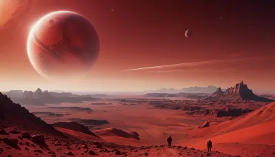 the distant future, incredible landscape, another planet, red