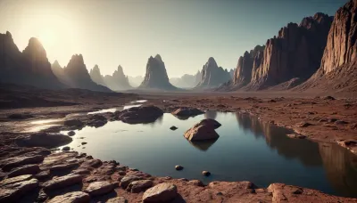 the distant future, incredible landscape, another planet, rocks