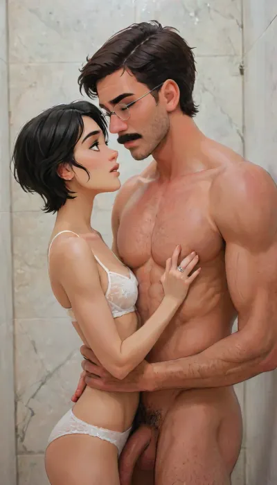Andava, Andavaverse, Cinematic scene of a senior Italian-American old man, (tall, hairy, muscular, superhero body, square jaw, thick mustache, intense blue eyes, short dark hair with gray streaks), embracing his elegant mature middle-aged Korean wife, (slender hourglass figure, fit body, sleek silver-highlighted bob-cut, grey eyes, designer female glasses, wearing Victoria's Secret cyberpunk design lingerie), They gaze into each other’s eyes with intimacy, her expression poised and seductive, his commanding and affectionate. Soft, moody lighting with romantic tones, blending rugged masculinity and confident sensuality. Wedding rings visible. Scene evokes deep love, strength, and desire.

Mr Roth, Caucasian, Italian-American, Husband, muscular large superhero god body tall mature older senior man, Height 6'2, a stylized character with a powerful chiseled build. He has a square jaw, thick black mustache, and intense blue eyes. His short, dark hair is streaked with gray at the temples, styled neatly to enhance his authoritative look. His body is covered with a natural spread of chest and limb hair, emphasizing his masculinity. Defined abs, broad shoulders, and exaggerated muscular proportions give him an imposing, heroic presence, his design emphasizes raw strength, maturity, and dominance. A commanding figure blending rugged masculinity. Hes a hardworking Dad of two 'Alexis and Pelo', naked out the shower, massive gigantic penis.
And.
DYLAN KARURA ROTH, East-Asian, Korean, Wife, confident and mature petite middle-aged woman, Height 5'7, a stylized character featuring sharp mature facial features Fine lines and wrinkles Especially around the eyes and mouth smile lines and forehead, two-tone black hair with silver highlights sleek bob-cut hairstyle, and expressive bright-grey eyes, framed by thin-rimmed designer female glasses. Wearing victoria secret cyberpunk designer lingerie, accessorized with gold earrings and a jewelled choker and wedding ring. Her pose is poised and seductive relaxed, knowing smile and half-lidded eyes, blending professionalism with subtle sensuality. The character exudes authority and charm, with a slender yet athletic hourglass figure emphasizing elegance and confidence.Shes hard working mom of two 'Alexis and Pelo'.
1boy, 1girl, size_play, height_difference, size_difference, weight_difference, husband on wife, dom_male, sub_female, grandfather on grandmother, perfect anatomy, best quality, 8k, insane details, intricate details, hyperdetailed, hyper quality, ultra detailed, professional, HDR, ray tracing reflection, cinematic lighting, highlydetailedbody, realisticface, highlydetailedhair, perfectfingers, insanelydetailed, 8K.highdetailedskin, highresolution, (j_cartoon:1.5), Drawing, Andi, uberfit, muscular, athletic, J., Jonah, Jameson, <lora:467443_training_data:1>, <lora:J. Jonah Jameson:1>, <lora:samdoesarts1.1-000030:.4>, <lora:J_cartoon:.3>, <lora:Animated_Concept:.4>