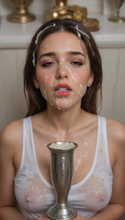 full body, A stunning naked, Asian woman with flawless porcelain skin and delicate facial features, including soft, natural eyebrows and subtle pink blush enhancing her cheeks. Her eyes are almond-shaped, adorned with expertly applied light eye makeup featuring soft brown eyeshadow and perfectly winged eyeliner, complemented by long, fluttery lashes. Her lips are full and painted with a rich berry-red lipstick, adding a touch of elegance.

Her hair is styled in a loose, elegant bun at the nape of her neck with gentle waves softly framing her face, adding softness and sophistication to her overall look. naked, nude, sheer, white stockings that extend to mid-thigh, adding a delicate contrast.

The setting includes soft, warm natural light streaming through a window, casting gentle reflections and highlights on her skin and the shiny fabric of her dress, creating a luminous and ethereal atmosphere. The background is softly blurred in neutral beige tones with subtle lace textures, hair, and makeup., ((She poses after a bukkake party where she was sprayed by dozens of cocks. She shows all the the cum in her face as a trophy, face soaked in cum, Cum is everywhere, mouth full of cum, flowing to her chin, tries to swallow cum, cum on her clothes, cum on her face, cum in her hair. She has an orgasm face and is tired, smiles satisfied, woman, on, face, bukkake, cum)), facial, on, breasts, stomach, covered, in, perfect, facialized, superfacialized