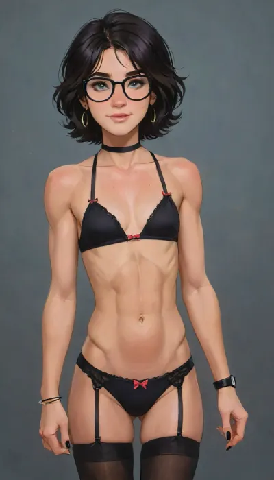 Andava, Andavaverse, Alexis trying on mothers clothes.

ALEXIS ROTH, petite young femboy, Height 5'5, A stylized anime-style featuring a feminine, androgynous anime character with bright-blue eyes, black hair and a pink headband, wearing Victoria Secret Lingerie, showing toned abs and a relaxed, confident expression, coy smile, black nails, The character is muscular yet slender, flat chest, blending masculine and feminine features.

perfect anatomy, best quality, 8k, insane details, intricate details, hyperdetailed, hyper quality, ultra detailed, professional, HDR, ray tracing reflection, cinematic lighting, highlydetailedbody, realisticface, highlydetailedhair, perfectfingers, insanelydetailed, 8K.highdetailedskin, highresolution, (j_cartoon:1.5), Drawing, Andi, uberfit, muscular, athletic, <lora:467443_training_data:1>, <lora:uberfit_lora_sdxl:.4>, <lora:samdoesarts1.1-000030:.4>, <lora:J_cartoon:.3>, <lora:Animated_Concept:.4>