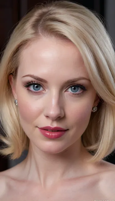 Barbie style, fatal female horny mature milf, seductive personal assistant, secretary, close up face, close up viev to face, detailed beautiful face, busty mature milf 35 y.o., seductive, huge sucking lips, puffy kiss lips, bimbo smile lips, focus on face, seductive beautiful face, smiling at viewer, office boss cabinet background, tall, (pale porcelain skin:1.4), (short blond hair), (elegant hairstyle), beautiful eyes, xxx porn adult star woman, look at me, sexy lips, smile, pouting lips, alluring yet dangerous, close up viev, dark sapphic glamour, look at my eyes, dramatic lighting., milf, ponychar3-RBSYPV3, curvaceous2, long, hair, looking, at, viewer, burgundy, blue, eyes, mole, portrait, freckles, realistic, close_up_detailed_shot_of1, ohwx, <lora:1122530_training_data:2>, <lora:ponychar3-0-RBSYPV3:2>, <lora:close_up_detailed_shot_of1:1.4>, <lora:DaphneRosen_SDXL_v1-000005:1.4>